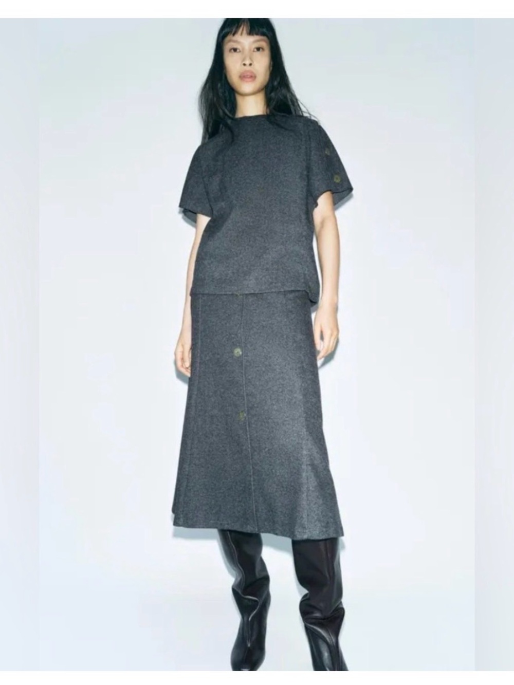 Zara Charcoal Gray Midi Skirt Classic A-Line NWT size Medium